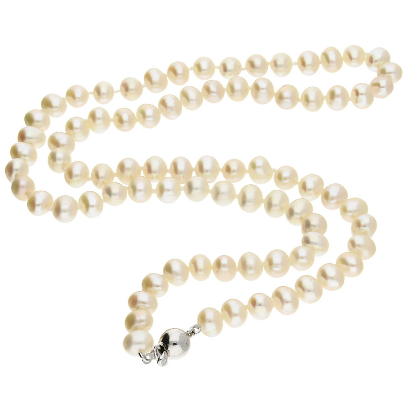 Naszyjnik srebrny z białymi perłami 5-6mm/kulka AG AX P-BZII 5-6B-SVK próba 925