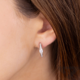 Kolczyki srebrne kółka 15 mm z cyrkoniami/zatrzask OL AGH111 próba 925