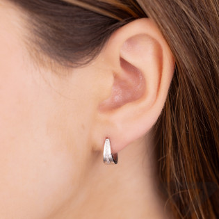 Kolczyki srebrne blaszka z rzędem białych cyrkonii/zatrzask OL AGH049 próba 925