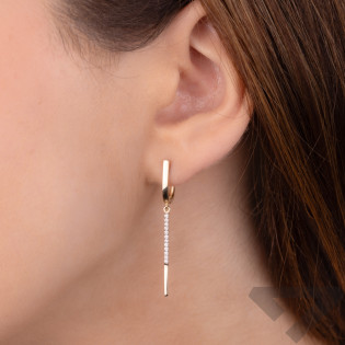 Kolczyki złote pałka z białymi diamentami/ang.zap KB 102-10129-6 próba 585