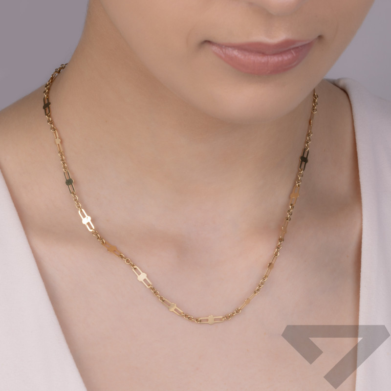 Naszyjnik złoty owalne ramki i krążki AR JNB1260 próba 585