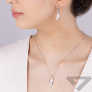 Komplet srebrny kolczyki i i zawieszka pióro z cyrkoniami OL ZS-EP592 próba 925