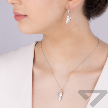Komplet srebrny kolczyki i i zawieszka pióro z cyrkoniami OL ZS-EP592 próba 925