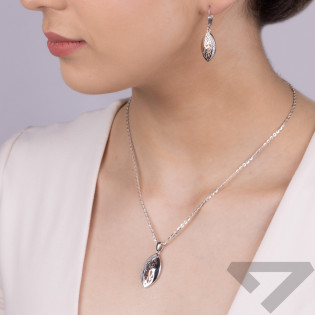Komplet srebrny kolczyki i zawieszka ażurowa łezka z cyrkoniami OL ZS-EP080 próba 925