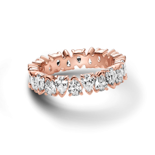 Pierścionek Pandora obrączka z naprzemianległymi lśniącymi kamieniami183021C01