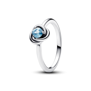 Pierścionek Pandora z symbolem wieczności i błękitnym kamieniem 192993C03 próba 925