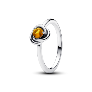 Pierścionek Pandora z symbolem wieczności i miodowym kamieniem 192993C11 próba 925