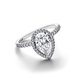 Srebrny Pierścionek Pandora Łezka z Cyrkoniami - JubilerSezam.pl