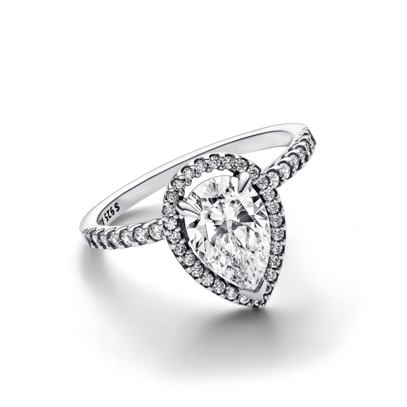 Srebrny Pierścionek Pandora Łezka z Cyrkoniami - JubilerSezam.pl