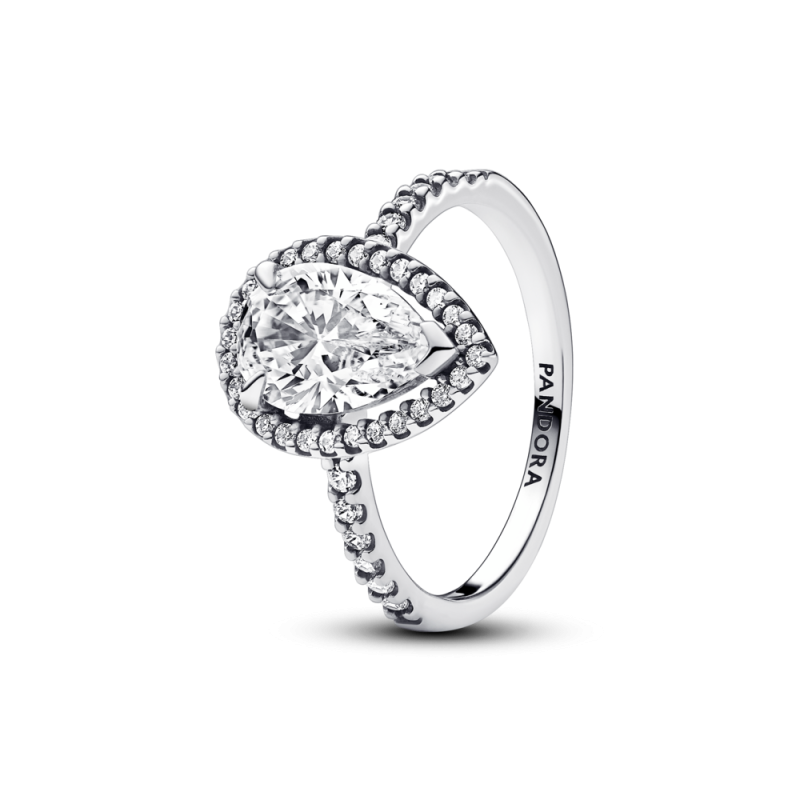 Srebrny Pierścionek Pandora Łezka z Cyrkoniami - JubilerSezam.pl