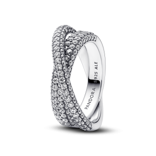 Wysadzany kamieniami przeplatany pierścionek-obrączka Pandora Timeless 193022C01 próba 925