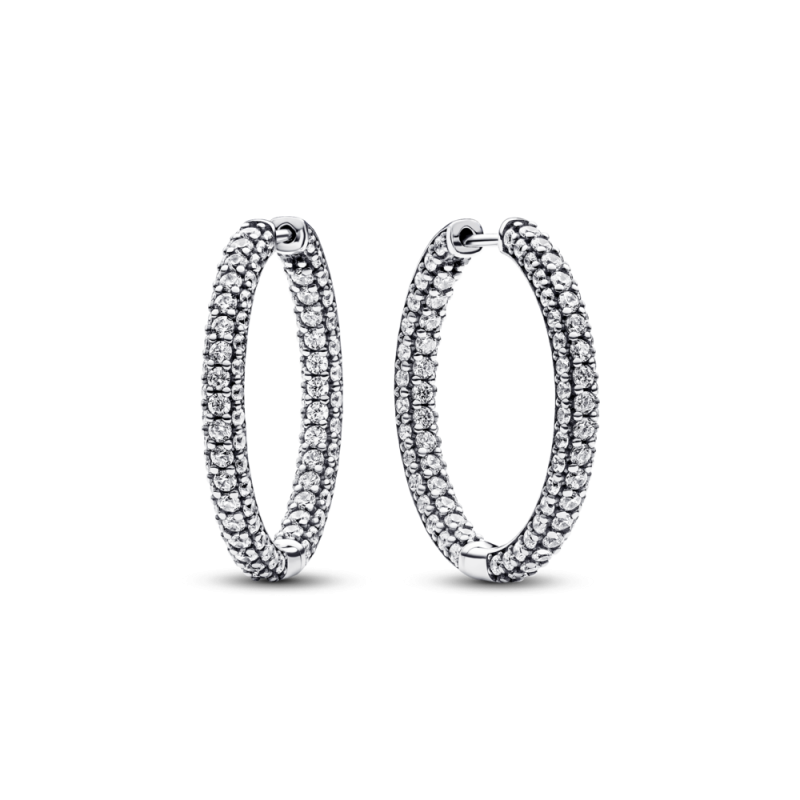 Jednorzędowe kolczyki obręcze pavé Pandora Timeless 293016C01 próba 925
