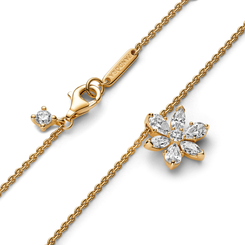 Złoty Naszyjnik Pandora Kwiat pr. 925 - JubilerSezam.pl