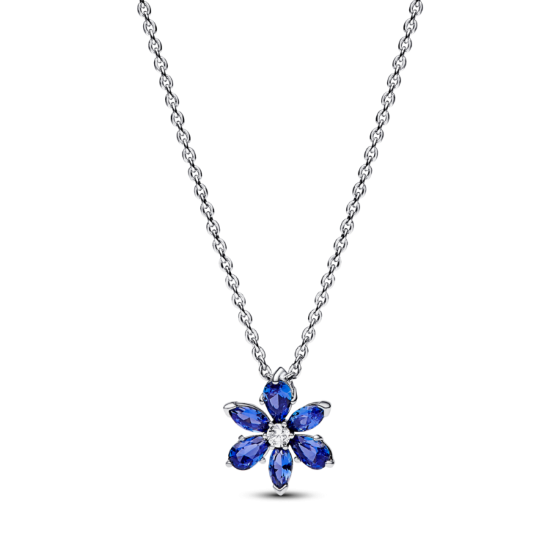 Naszyjnik Pandora z niebieskim wisiorkiem z motywem roślinnym 392387C02