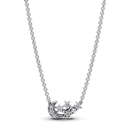 Krótki naszyjnik Pandora z lśniącym motywem księżyca i gwiazdy 392991C01 próba 925