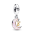 Srebrno-złoty charms-zawieszka Klucz i księżyc 762985C01