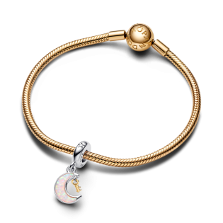 Srebrno-złoty charms-zawieszka Klucz i księżyc 762985C01