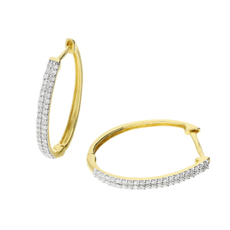 Kolczyki złote z rzędem diamentów/zatrzask LC JE4362 Y próba 585