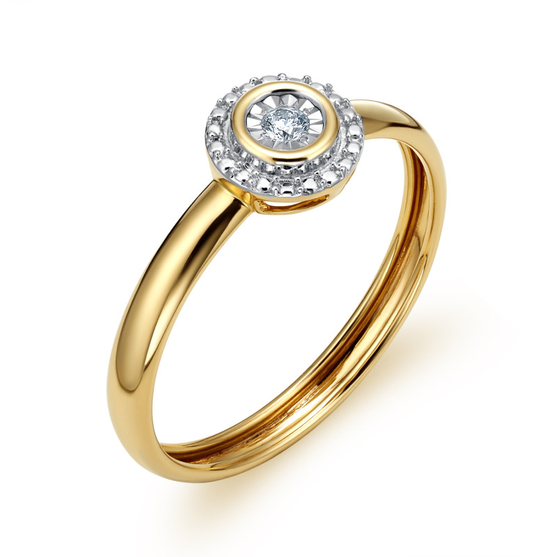 Pierścionek złoty z diamentem w kole LC JE5247-JR11468Y próba 585