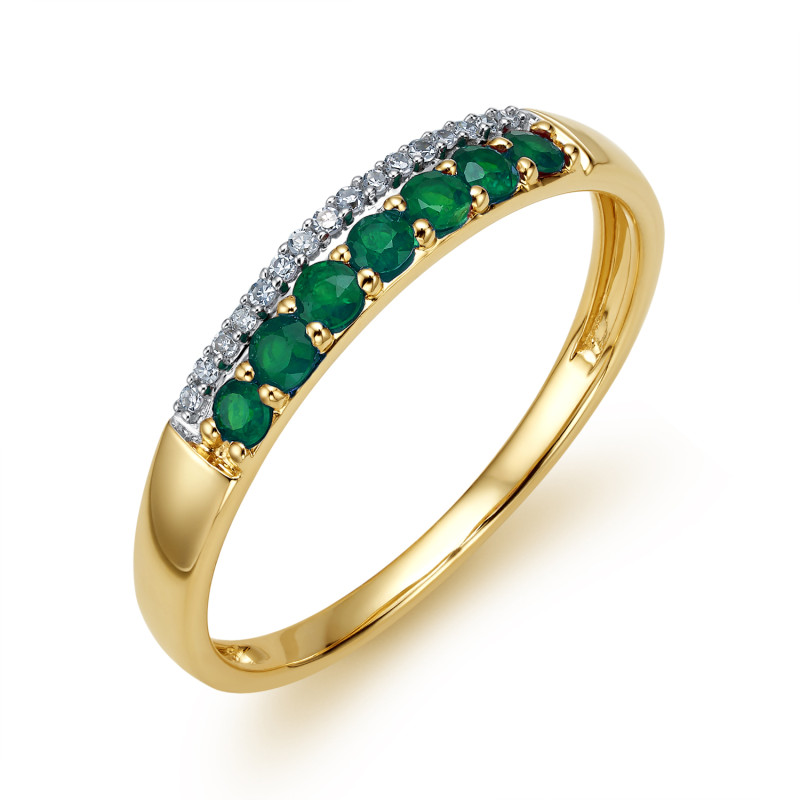 Pierścionek szmaragd 0,20ct+bryl.0,05ct obrą LC JR10387-JE5317-EM line próba 585