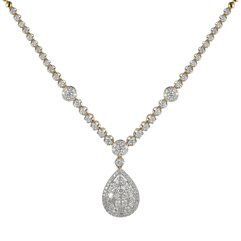 Złoty Naszyjnik Kolia z Diamentami pr. 585 - JubilerSezam.pl