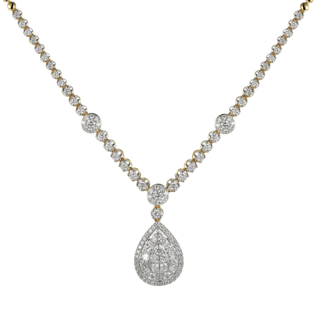 Złoty Naszyjnik Kolia z Diamentami pr. 585 - JubilerSezam.pl