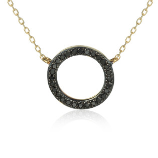 Złoty naszyjnik z czarnymi brylantami pr. 585 - JubilerSezam.pl