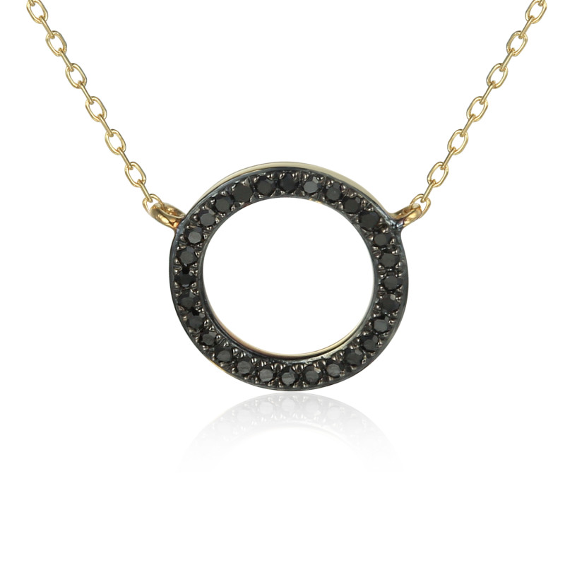 Naszyjnik czarne bryl 0,08ct oponka/anker AW 62793-04969 Y-BL próba 585