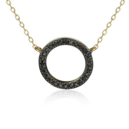 Złoty naszyjnik z czarnymi brylantami pr. 585 - JubilerSezam.pl