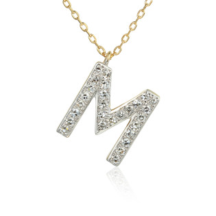 Naszyjnik złoty literka M z diamentami/rolo AW 09117 Y-M próba 585