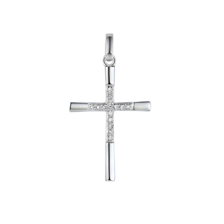 Krzyżyk z białego złota z białymi diamentami AW 34339 Y białe złoto próba 585