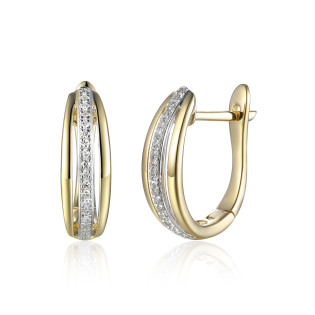 Kolczyki złote Line z diamentami 0,08 ct, złoto 585