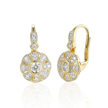 Kolczyki złote WIKTORII z białymi diamentami/ang.zap.  AW 48534 Y próba 585