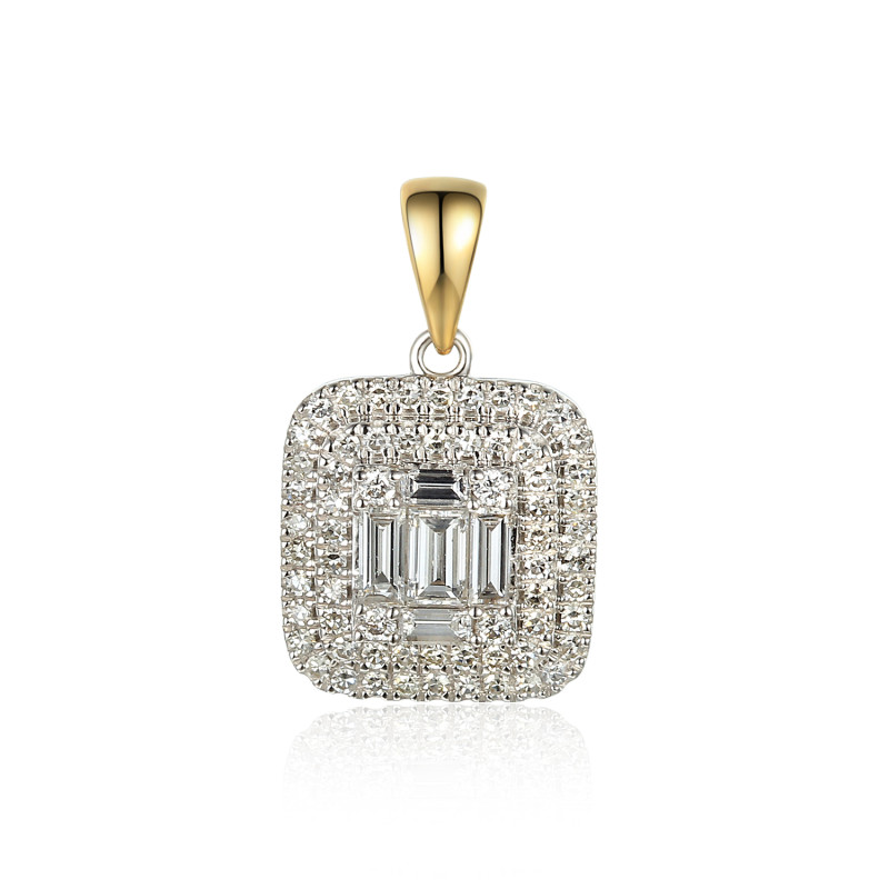 Zawieszka złota kwadrat z białymi diamentami AW 59279 YW próba 585