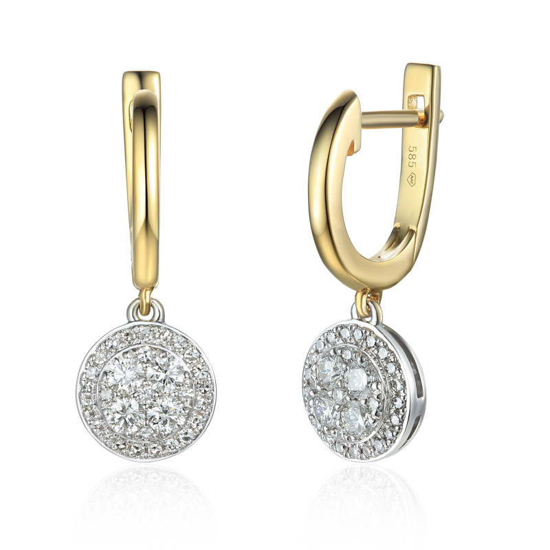 Złote kolczyki koła z diamentami pr. 585 - JubilerSezam.pl