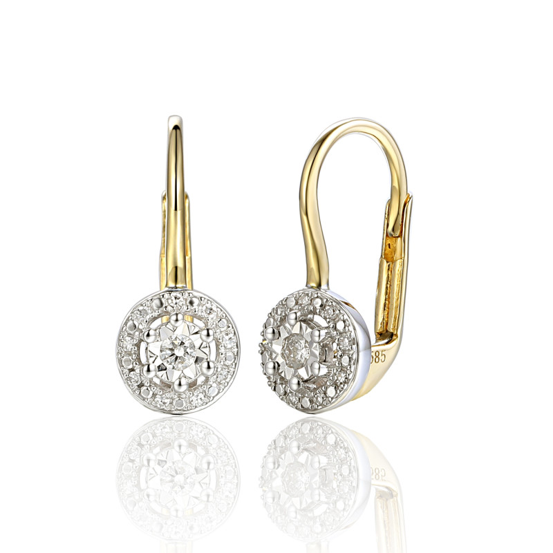 Kolczyki złote kółko z diamentami/ang.zap. AW 74954 YW próba 585