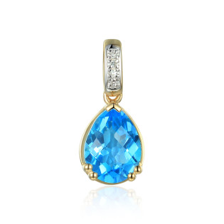 Zawieszka złota kropla z topazem i diamentami AW 82452 Y TO kropla bis próba 585