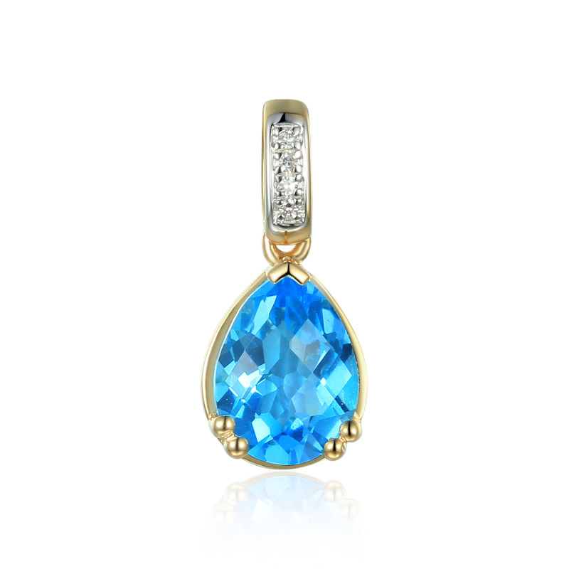 Zawieszka złota kropla z topazem i diamentami AW 82452 Y TO kropla bis próba 585
