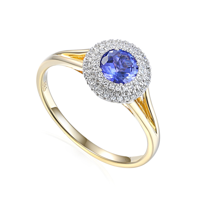 Pierścionek tanzanit 0,55ct+bryl 0,11ct AW 57736 YW-TA okr.Markiza 2r próba 585