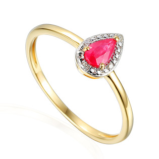 Złoty Pierścionek z Rubinem i Diamentami pr. 585 - JubilerSezam.pl