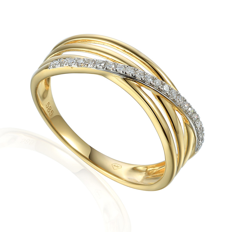 Pierścionek złoty LINE z białymi diamentami AW 80422 Y próba 585