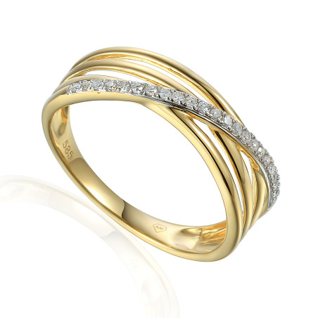 Pierścionek złoty LINE z białymi diamentami AW 80422 Y próba 585