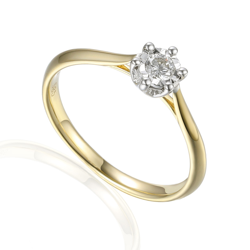 Pierścionek złoty SOLITER z diamentem 6ł-0,07ct AW 83528 YW próba 585