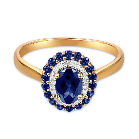 Pierścionek szafir 1,20ct+bryl.0,06ct AW 71860 Y-SA owal próba 585