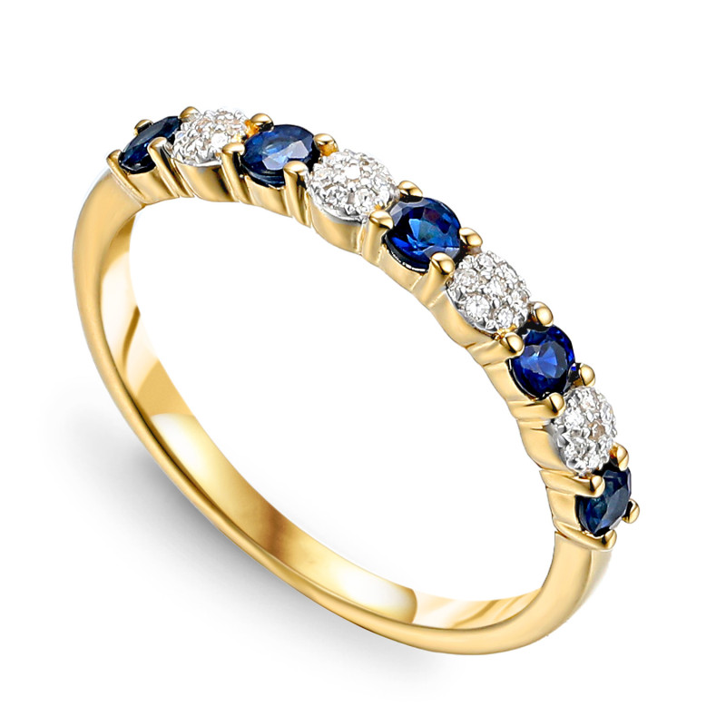 Pierścionek złoty z szafirami i diamentami AW 85272 Y-SA Line 1r próba 585