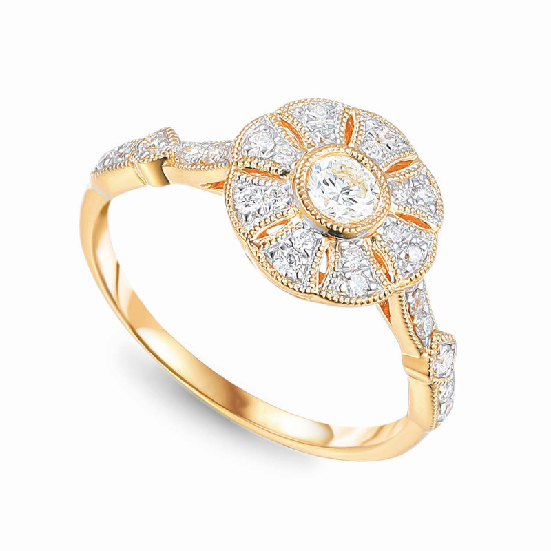 Pierścionek złoty WIKTORII z białymi diamentami AW 48534 Y próba 585