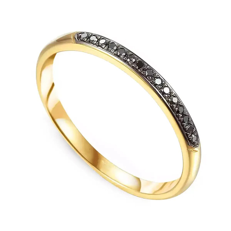 Pierścionek złoty LINE z czarnymi diamentami AW 71735 Y-BD próba 585