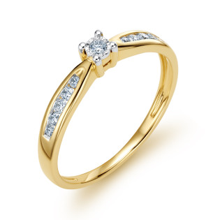 Pierścionek Złoty Zaręczynowy Soliter 0.19ct pr. 585 - JubilerSezam.pl