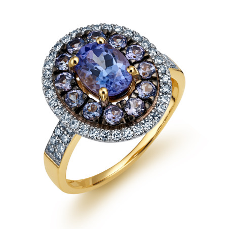 Pierścionek tanzanit 2,11ct+bryl.0,39ct LC RE14708-RR46649 TNZ owal bis próba 585