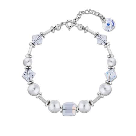 Srebrna Bransoletka Spark Hibiscus z Kryształami i Perłami - JubilerSezam.pl